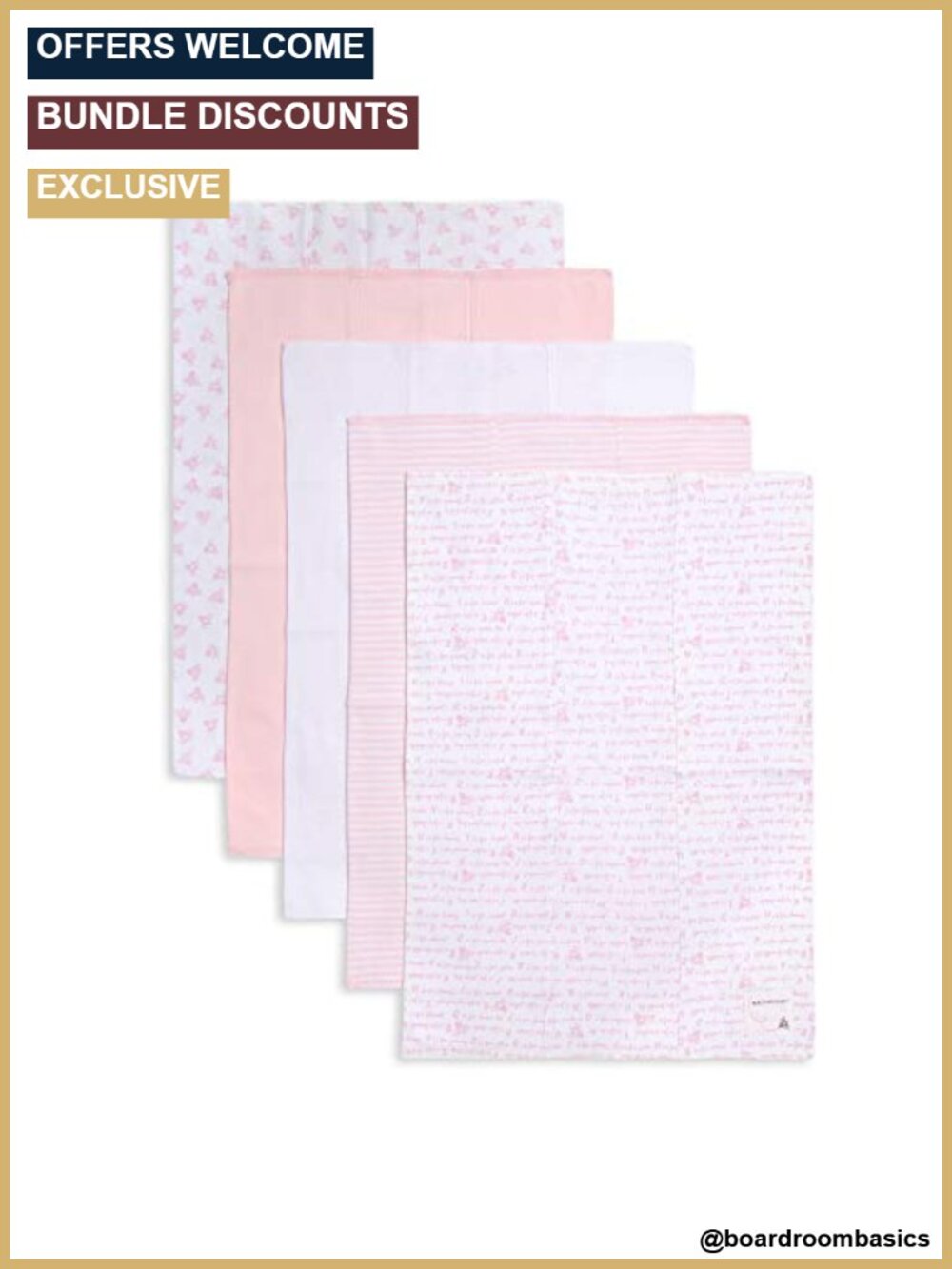 Organic Cotton Burp Cloths 5-Pack Extra Absorbent Soft Large 17x11.75 Inches